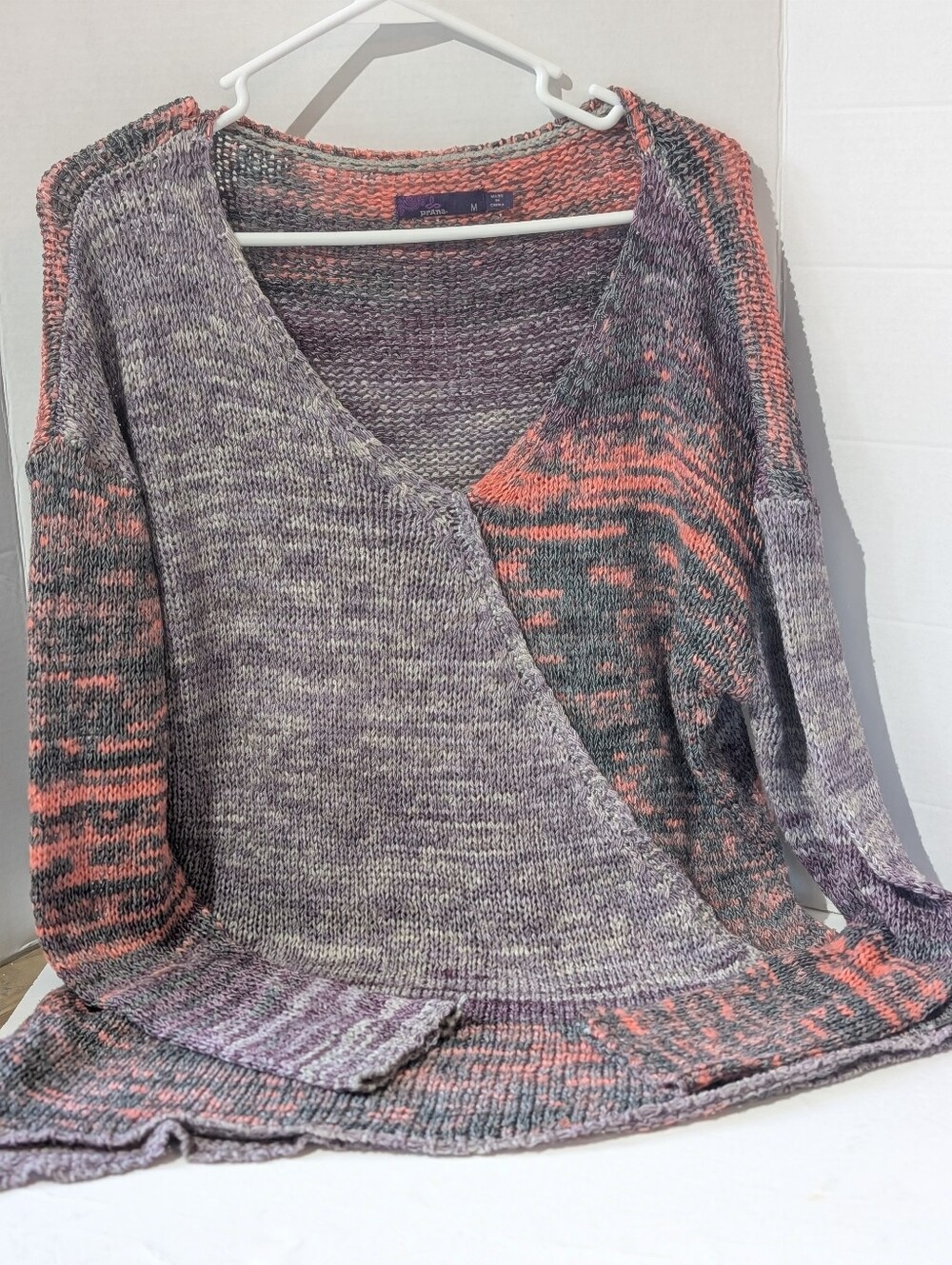 PrAna Vignette Sweater Women's M Multicolor Marled Knit Asymmetrical Venet Boho